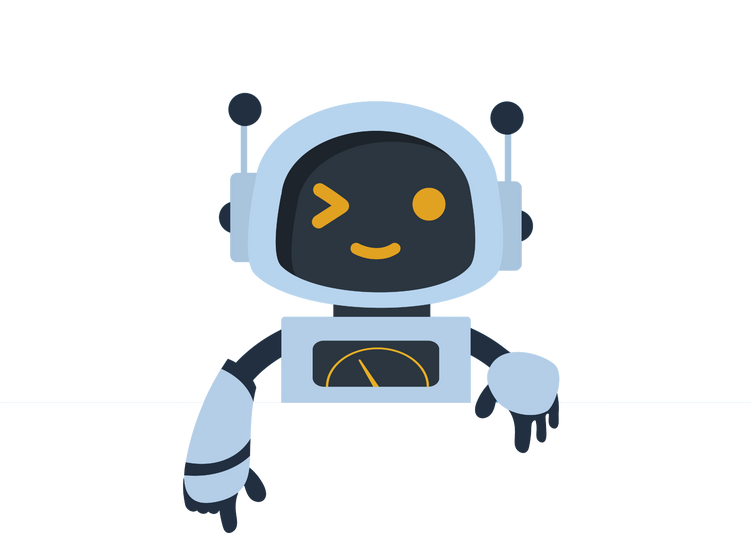 a cartoon style illustration of a robot with a smile on its face