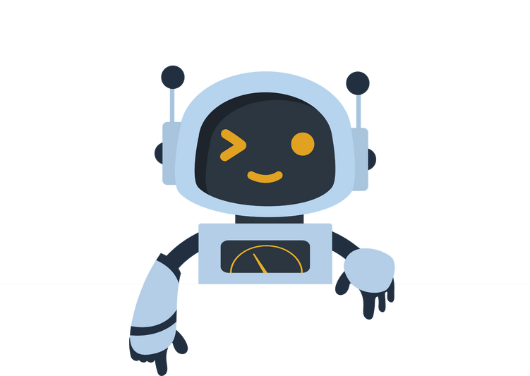 a cartoon style illustration of a robot with a smile on its face